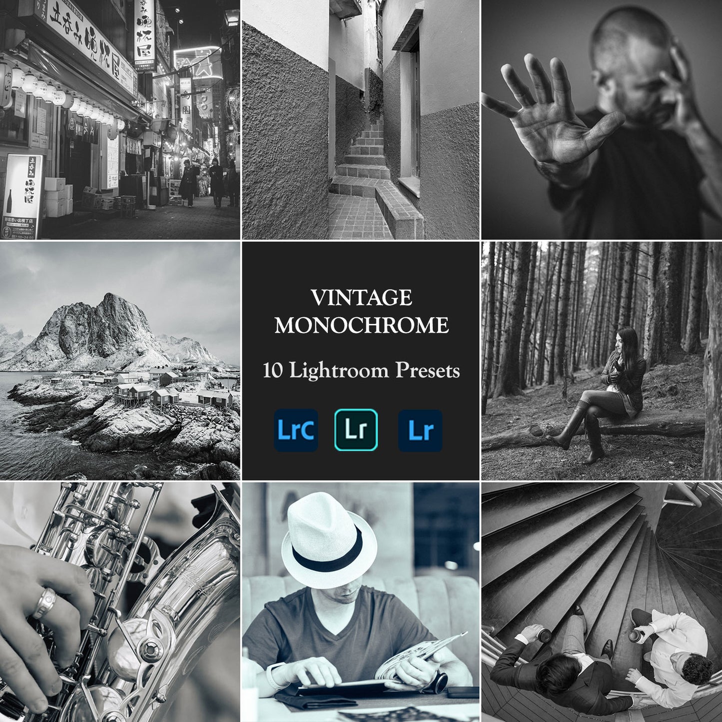 Vintage Monochrome Lightroom Presets Pack